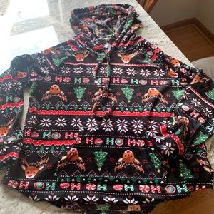 Holiday Reindeer Hooded Pullover Top